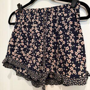 Floral Womens Shorts With Ruffle